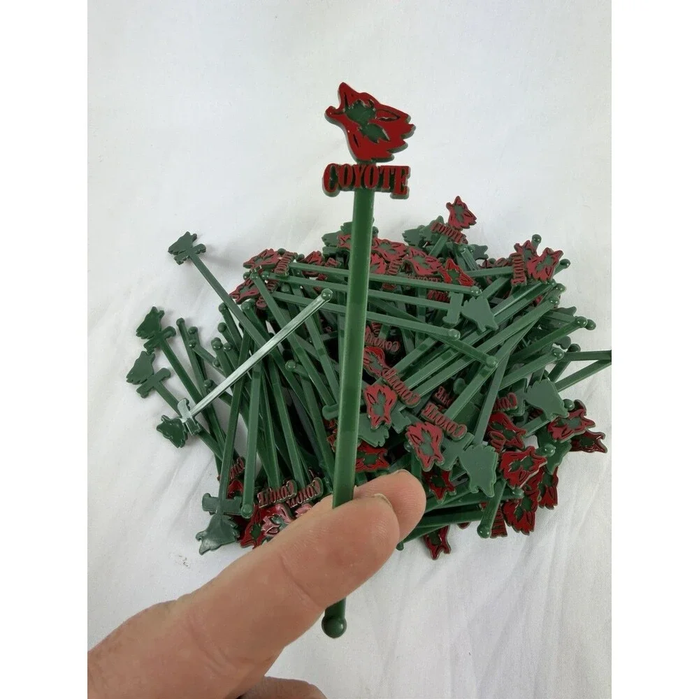106 Coyote Tequila Swizzle Stick Drink Stirrer Green And Red Vintage Bar Alcohol